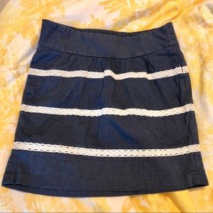 Banana Republic chambray skirt w off white lace